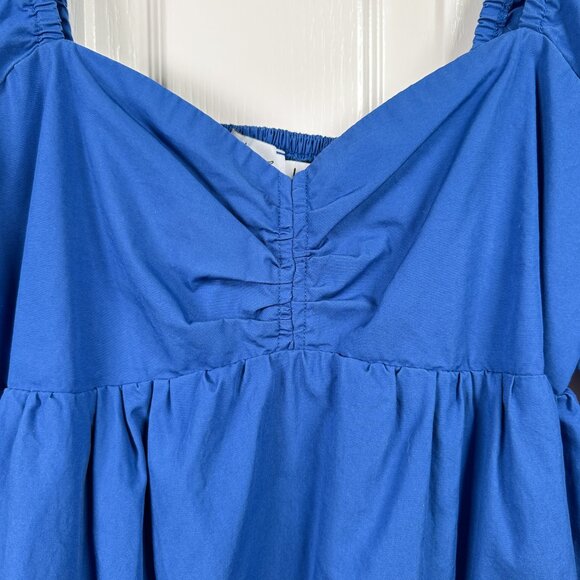 Petal and Pup Lionel Puff Sleeve Mini Dress Women’s L Blue Cotton Smocked - Picture 4 of 8